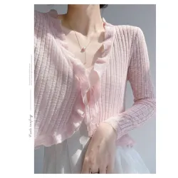 Áo khoác cardigan dáng ngắn pastel
