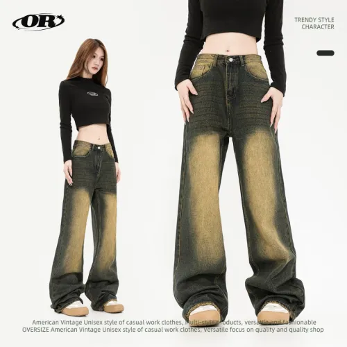 Quần jean nữ ống đứng wash nhẹ