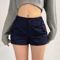 Quần short kaki lưng cao phối dây rút Quần short kaki lưng cao phối dây rút