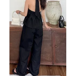 Quần ống rộng chất linen